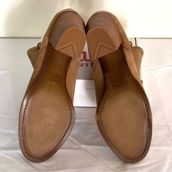 Aldo "Naedia" Leather Nubuck, Block Heel, Ankle Bootie, Tan, Size 10 EUC - Picture 6 of 6